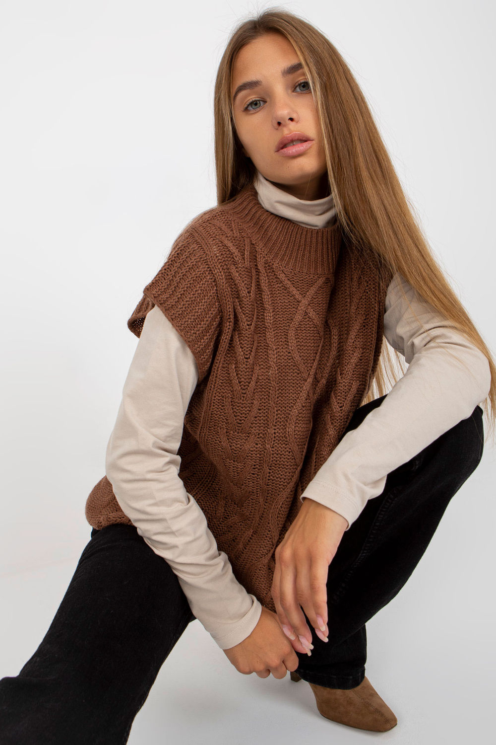 Pull femme Sublevel Gilet Gilet — brun