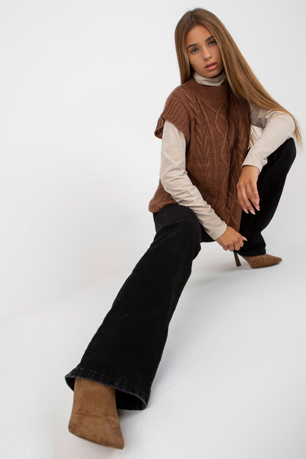 Pull femme Sublevel Gilet Gilet — brun