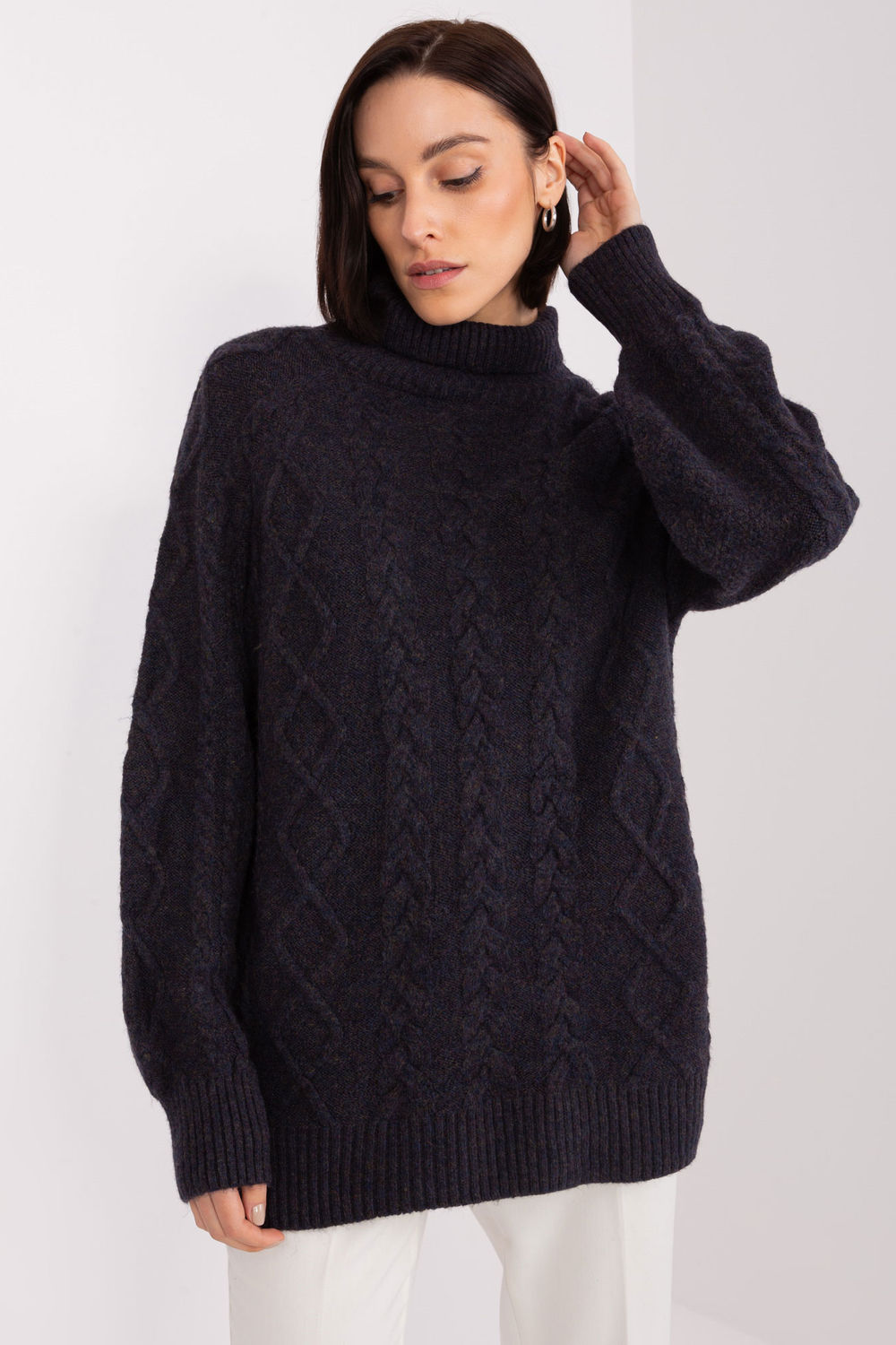 Pull femme AT Col Roulé Col — noir
