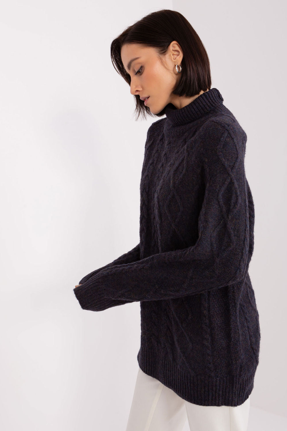 Pull femme AT Col Roulé Col — noir