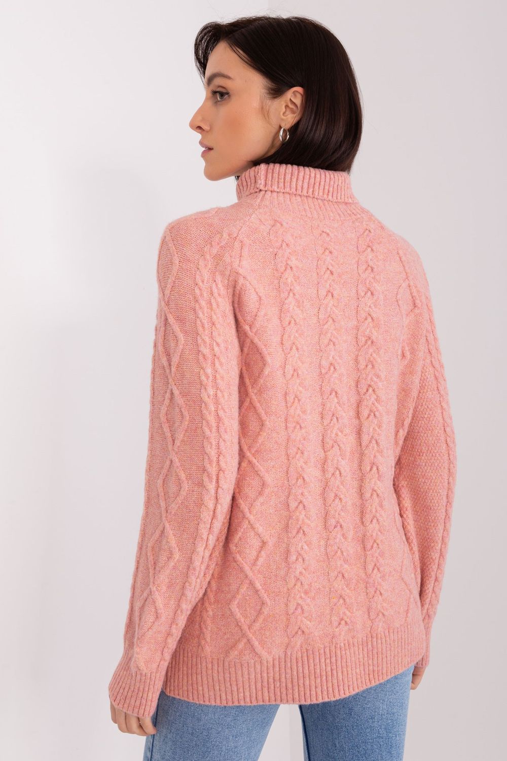 Pull femme AT Col Roulé Col — rosé