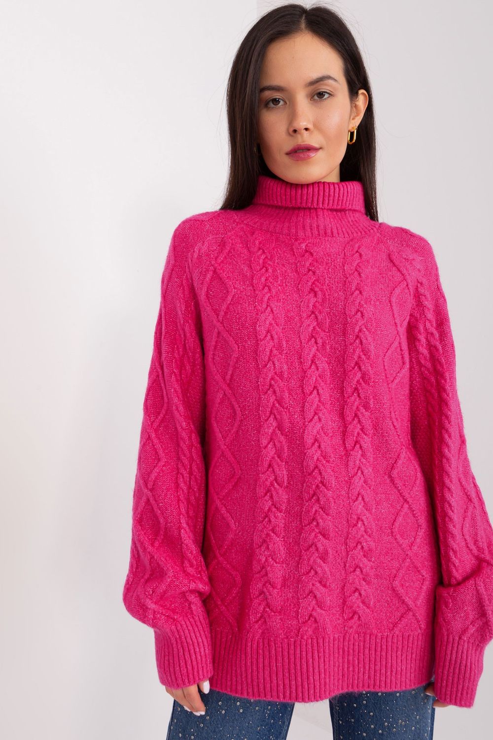Pull femme AT Col Roulé Col — rosé