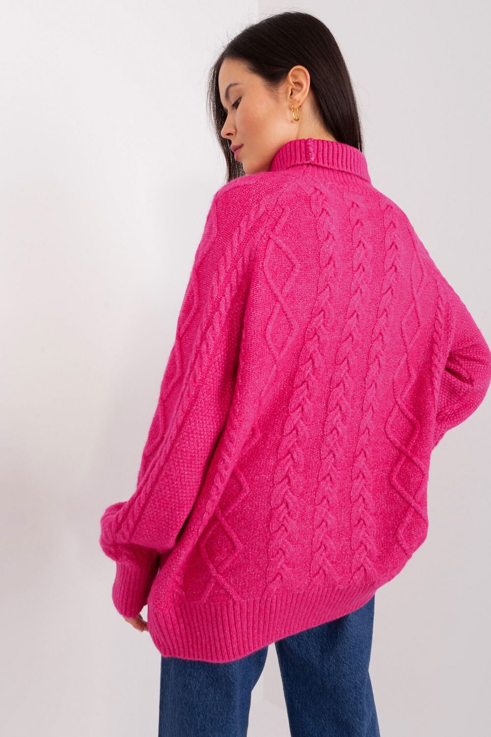 Pull femme AT Col Roulé Col — rosé