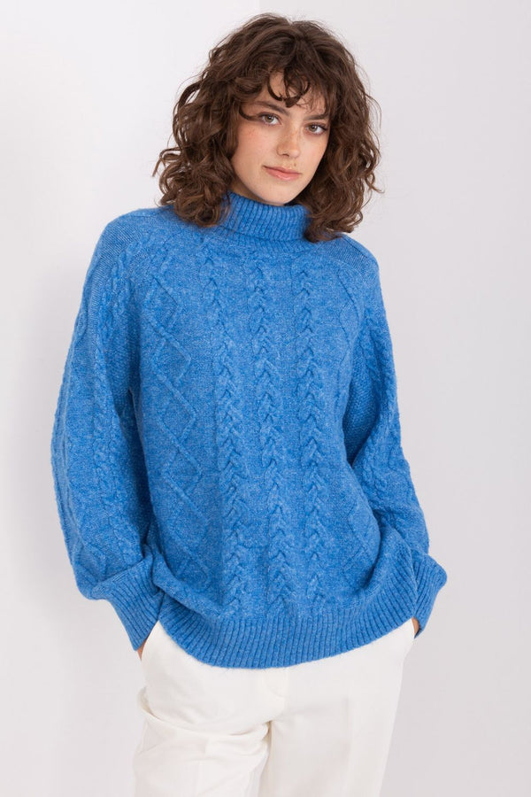 Pull femme AT Col Roulé Col — bleu