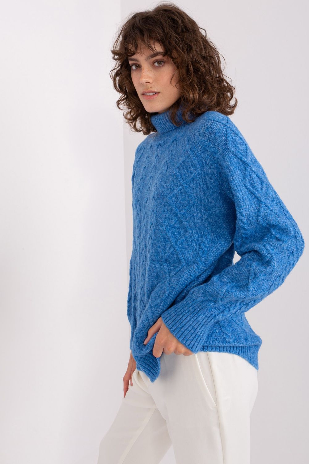 Pull femme AT Col Roulé Col — bleu