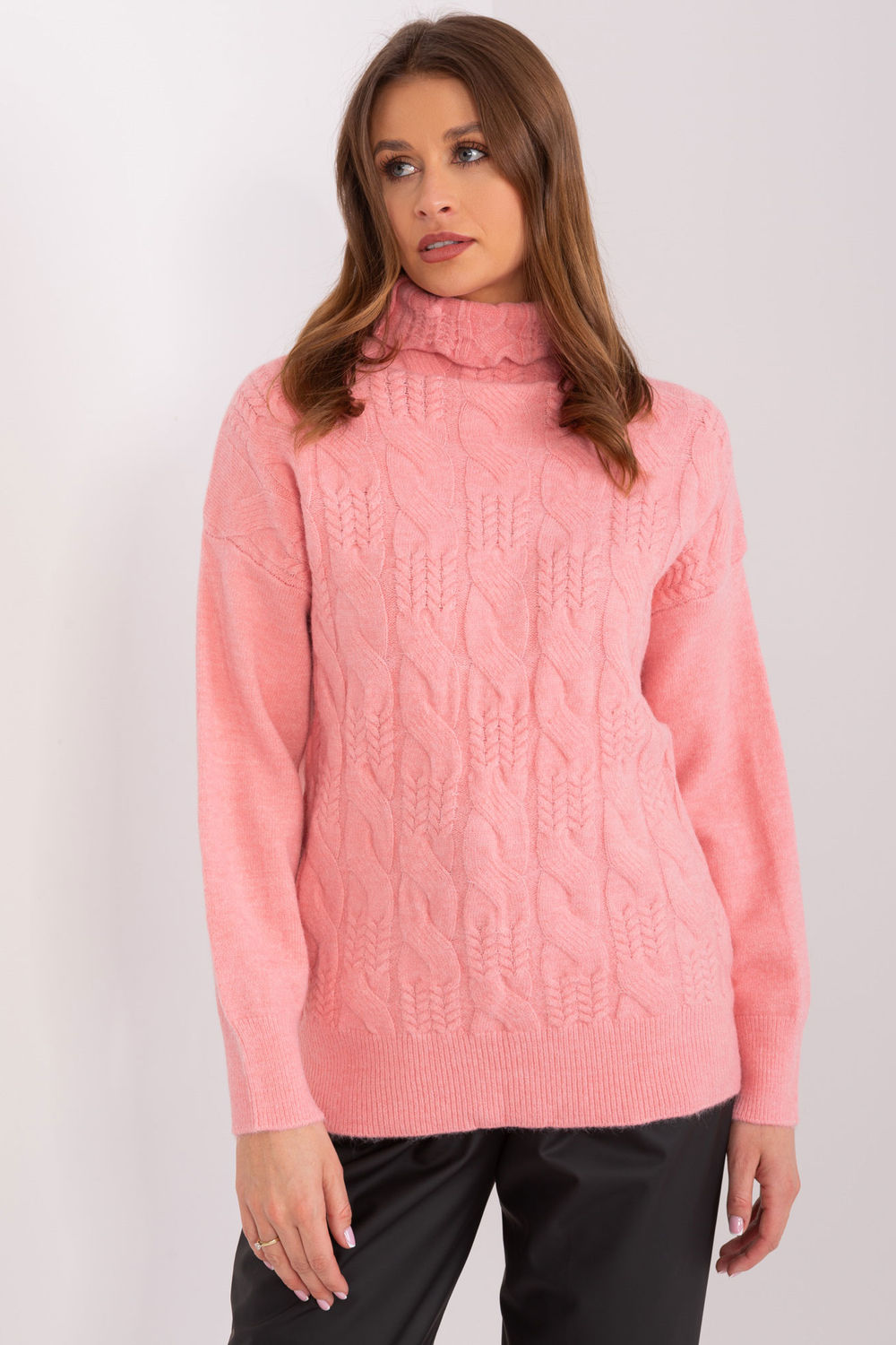 Pull femme AT Col Roulé Col — rosé