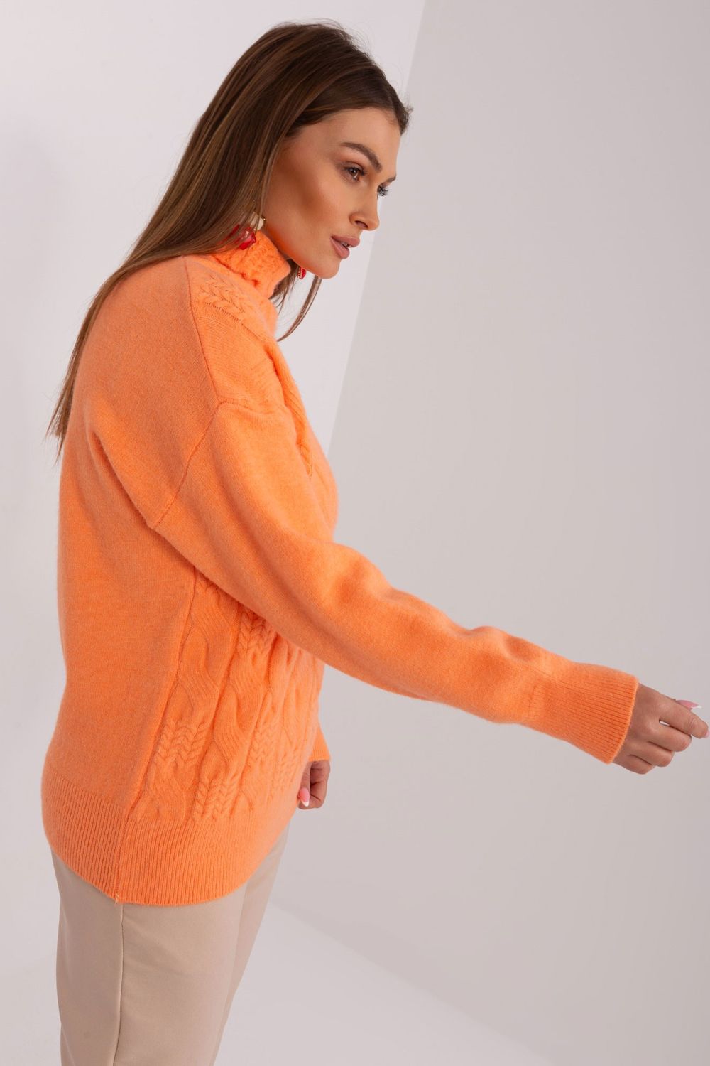 Pull femme AT Col Roulé Col — orange