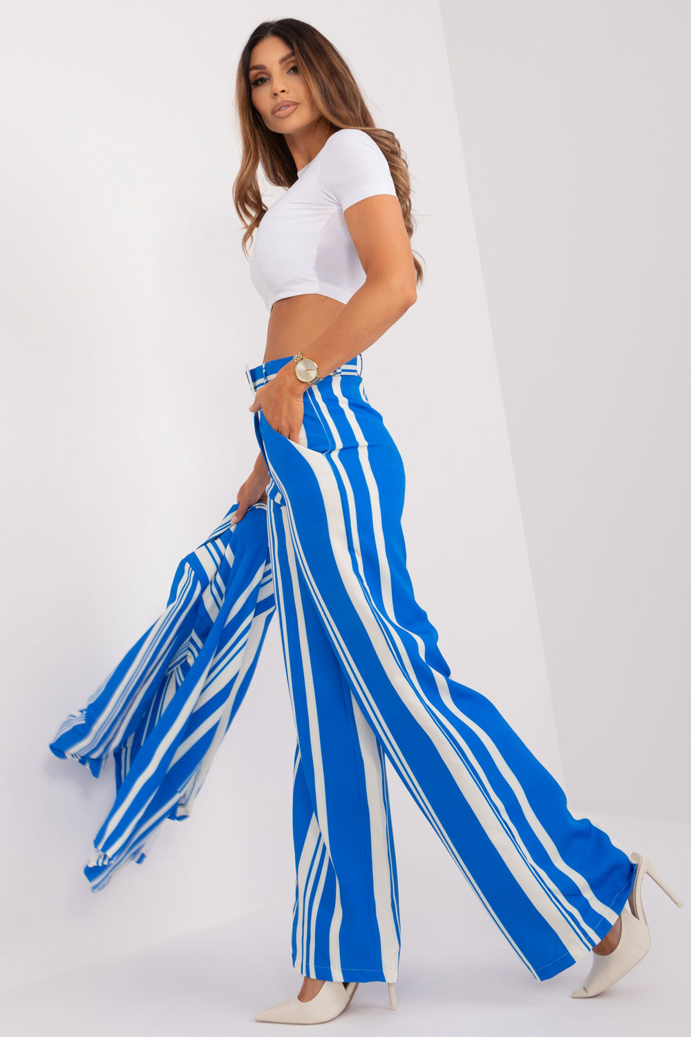 Chaussures à talons femme Italy Moda Pantalon Pantalon — bleu