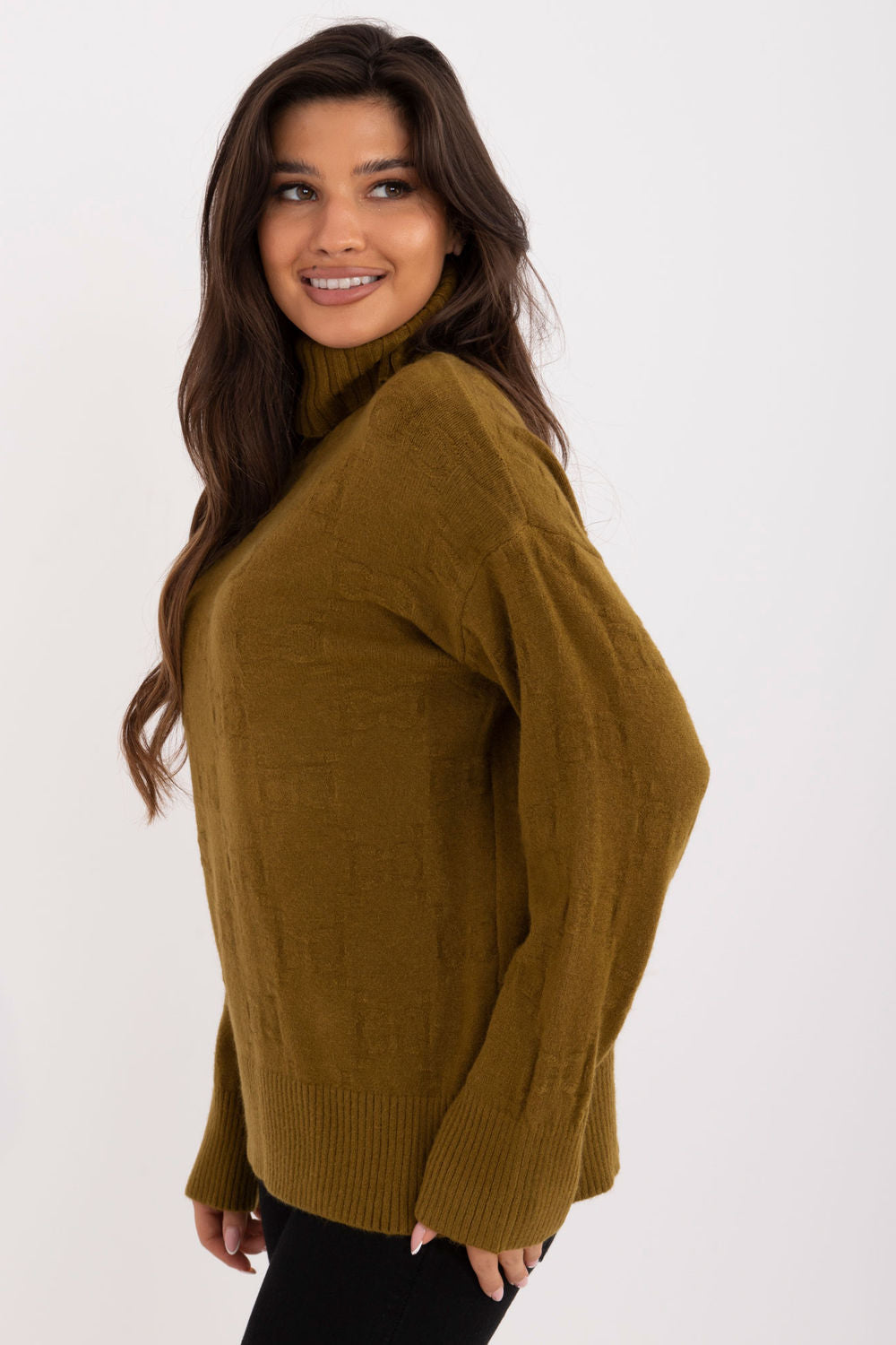 Pull femme AT Col Roulé Col — vert
