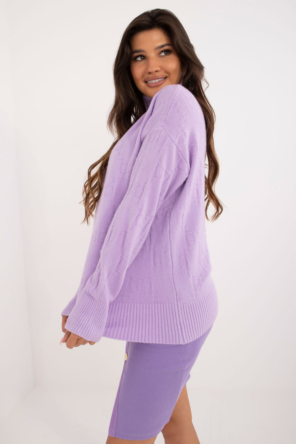 Pull femme AT Col Roulé Col — violet