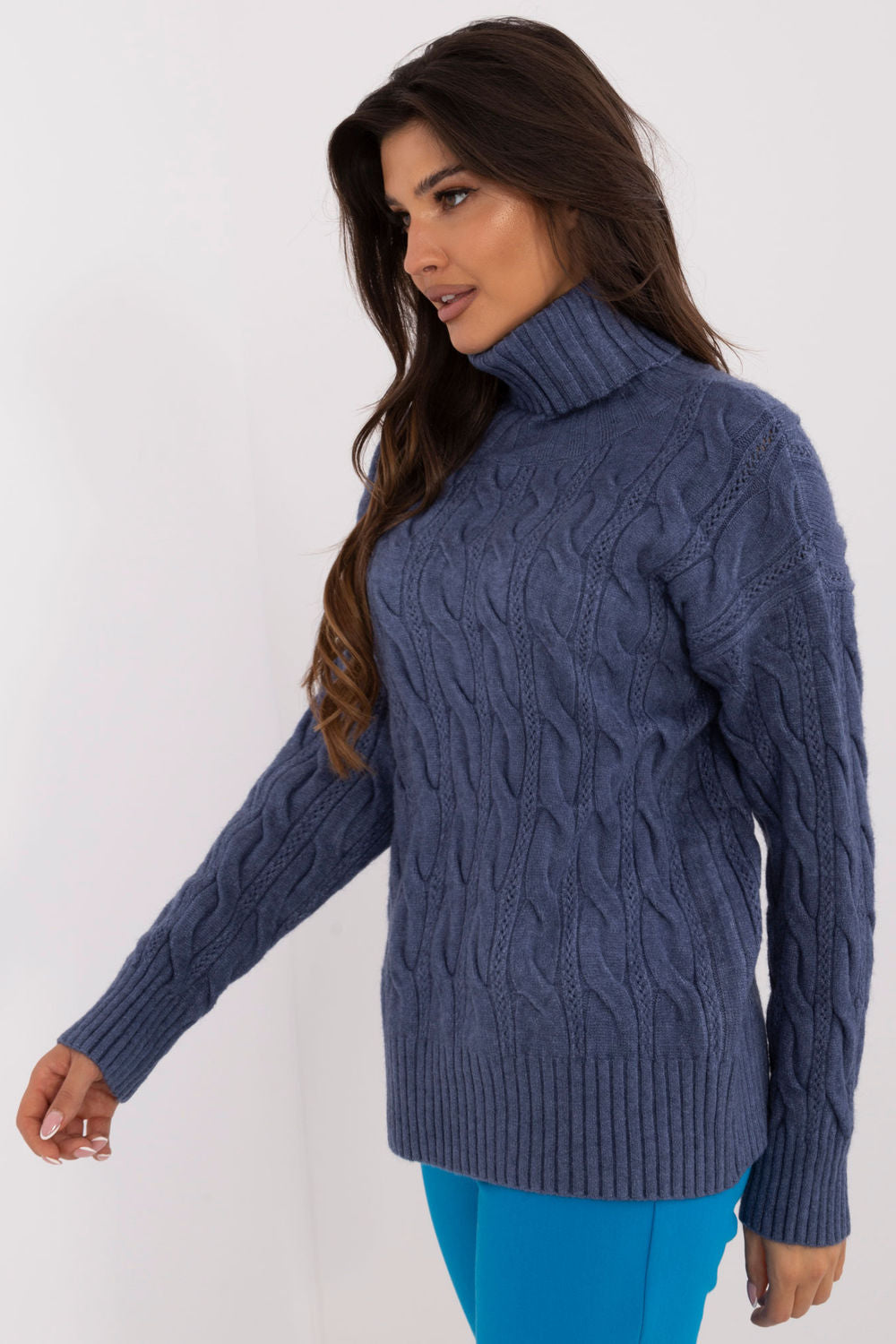 Pull femme AT Col Roulé Col — bleu