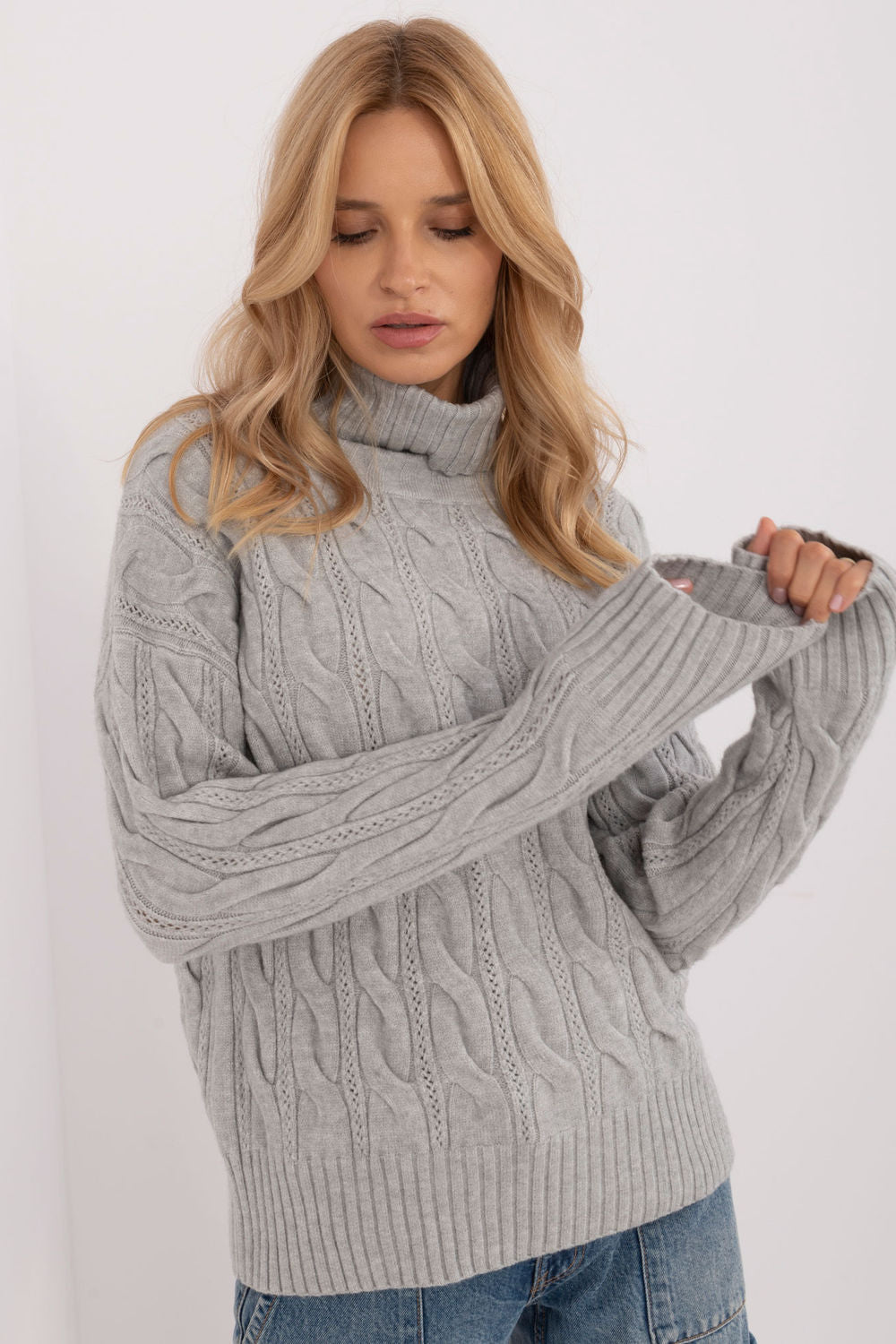 Pull femme AT Col Roulé Col — gris