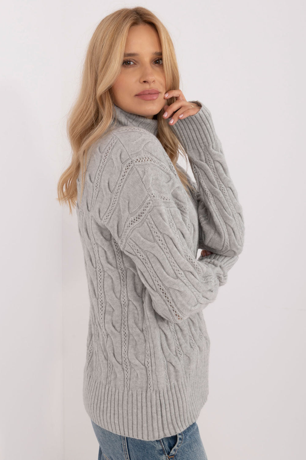 Pull femme AT Col Roulé Col — gris