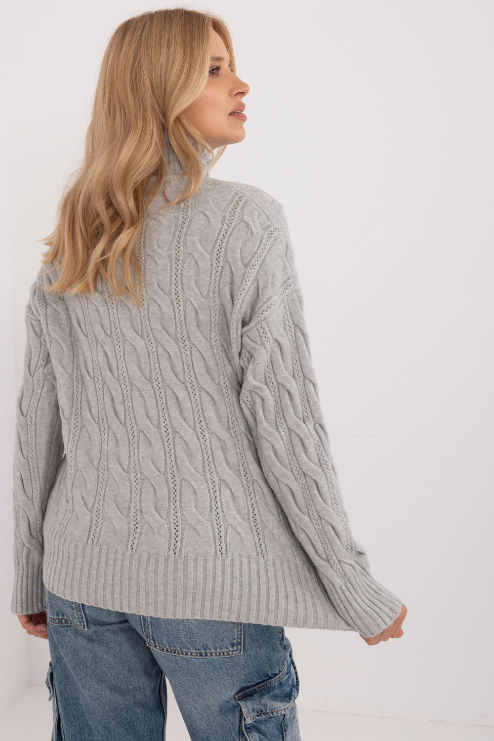 Pull femme AT Col Roulé Col — gris