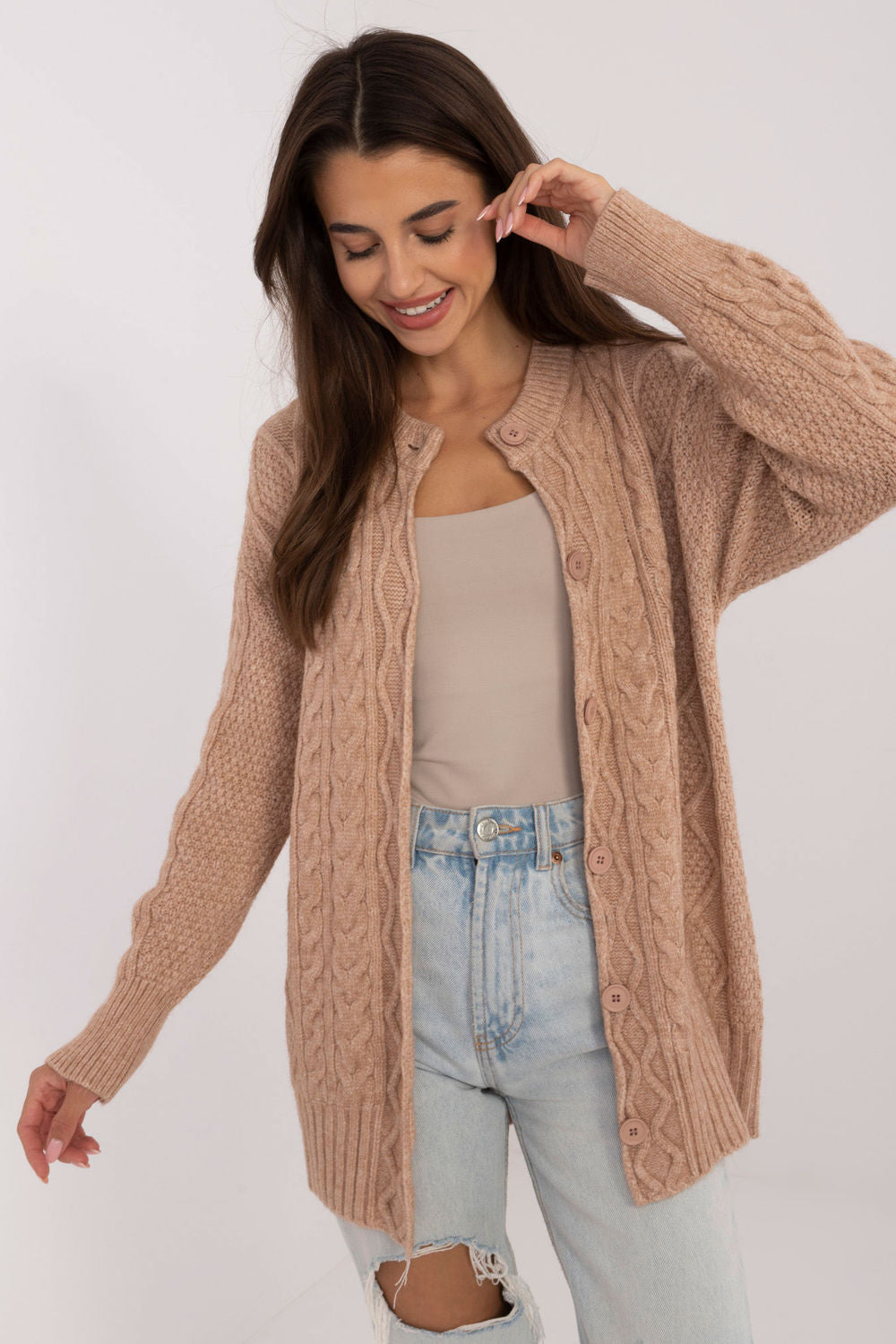 Cardigan femme AT — brun
