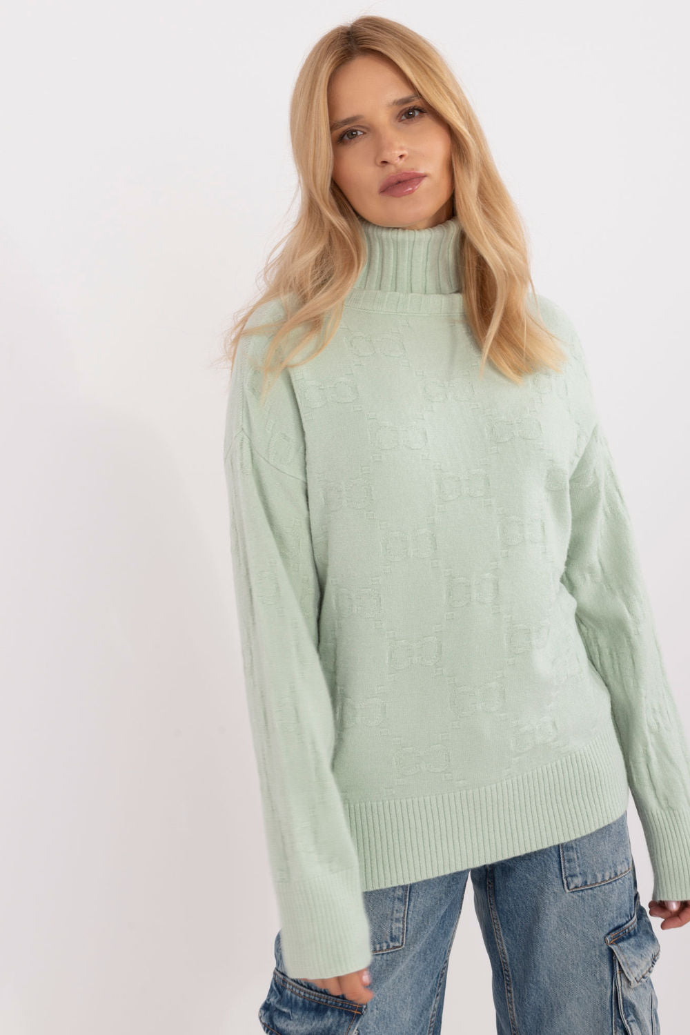 Pull femme AT Col Roulé Col — vert