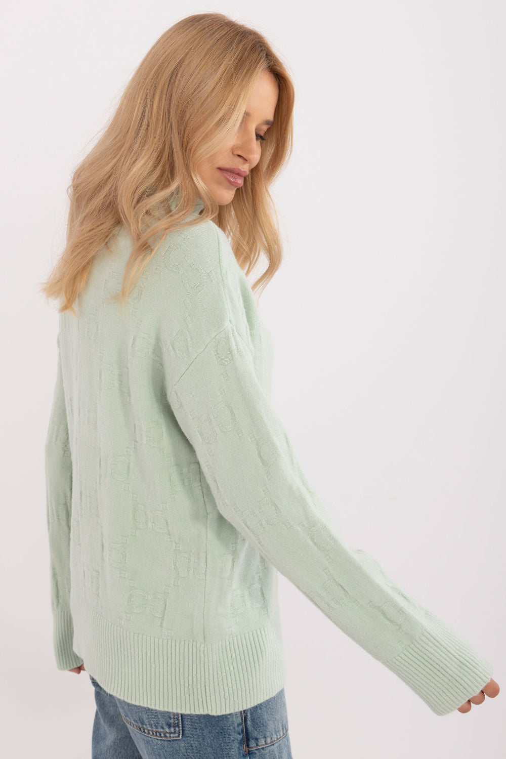 Pull femme AT Col Roulé Col — vert