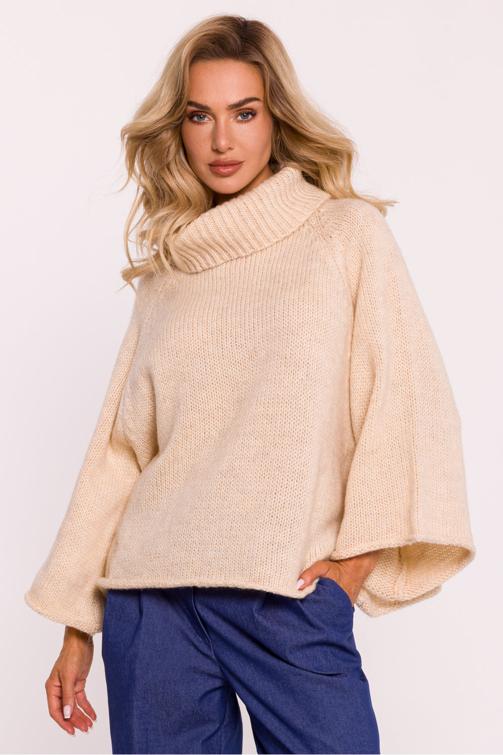 Pull femme Moe Col Roulé Col — beige