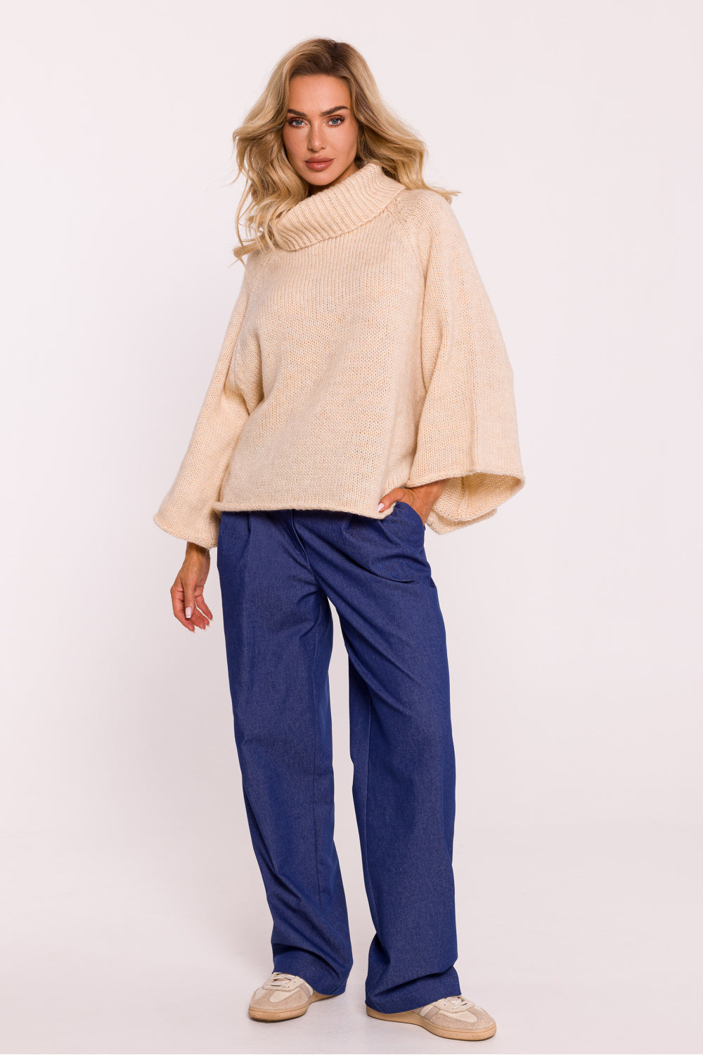 Pull femme Moe Col Roulé Col — beige