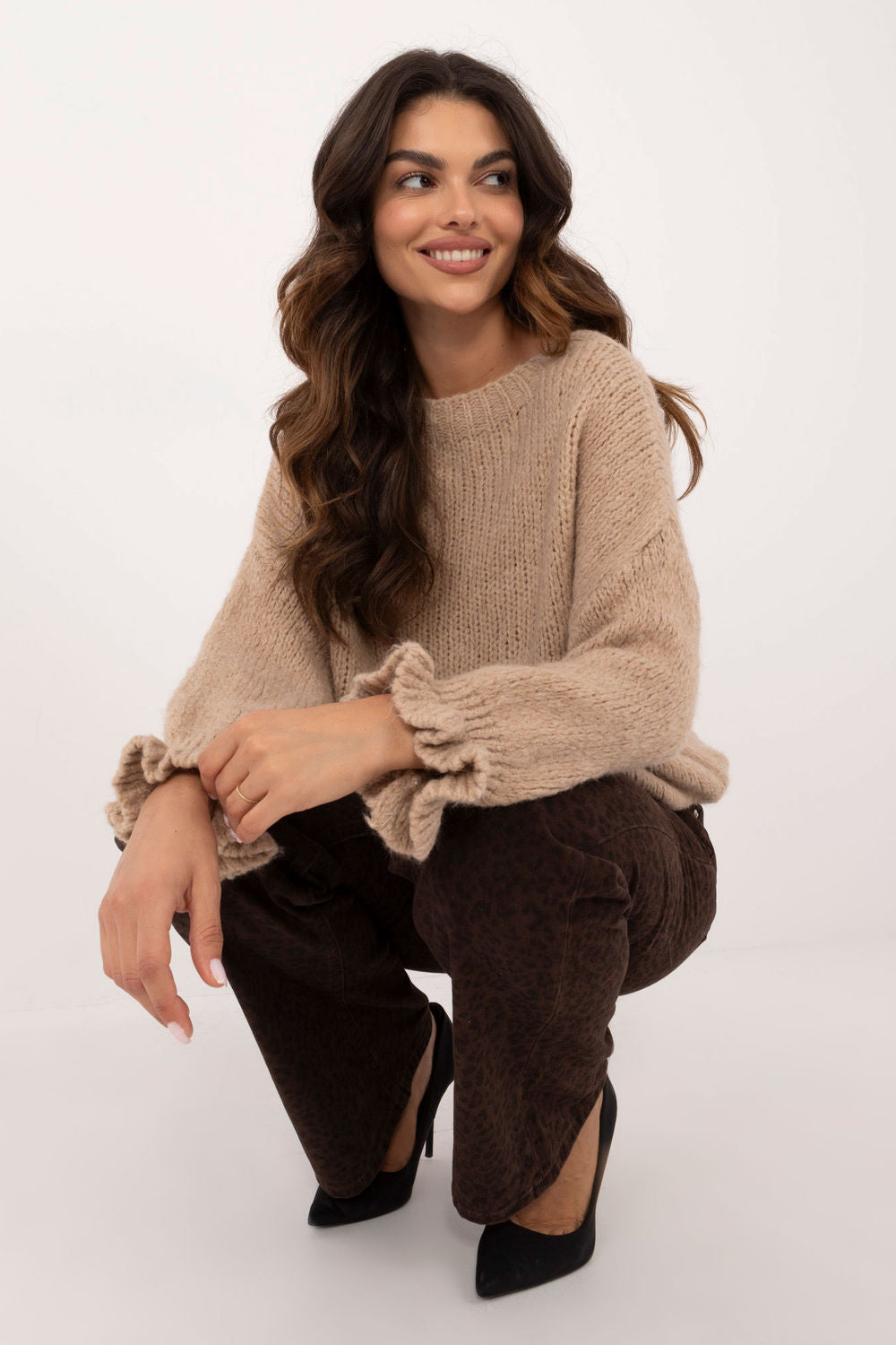 Pull femme Italy Moda Chandail Chandail — beige