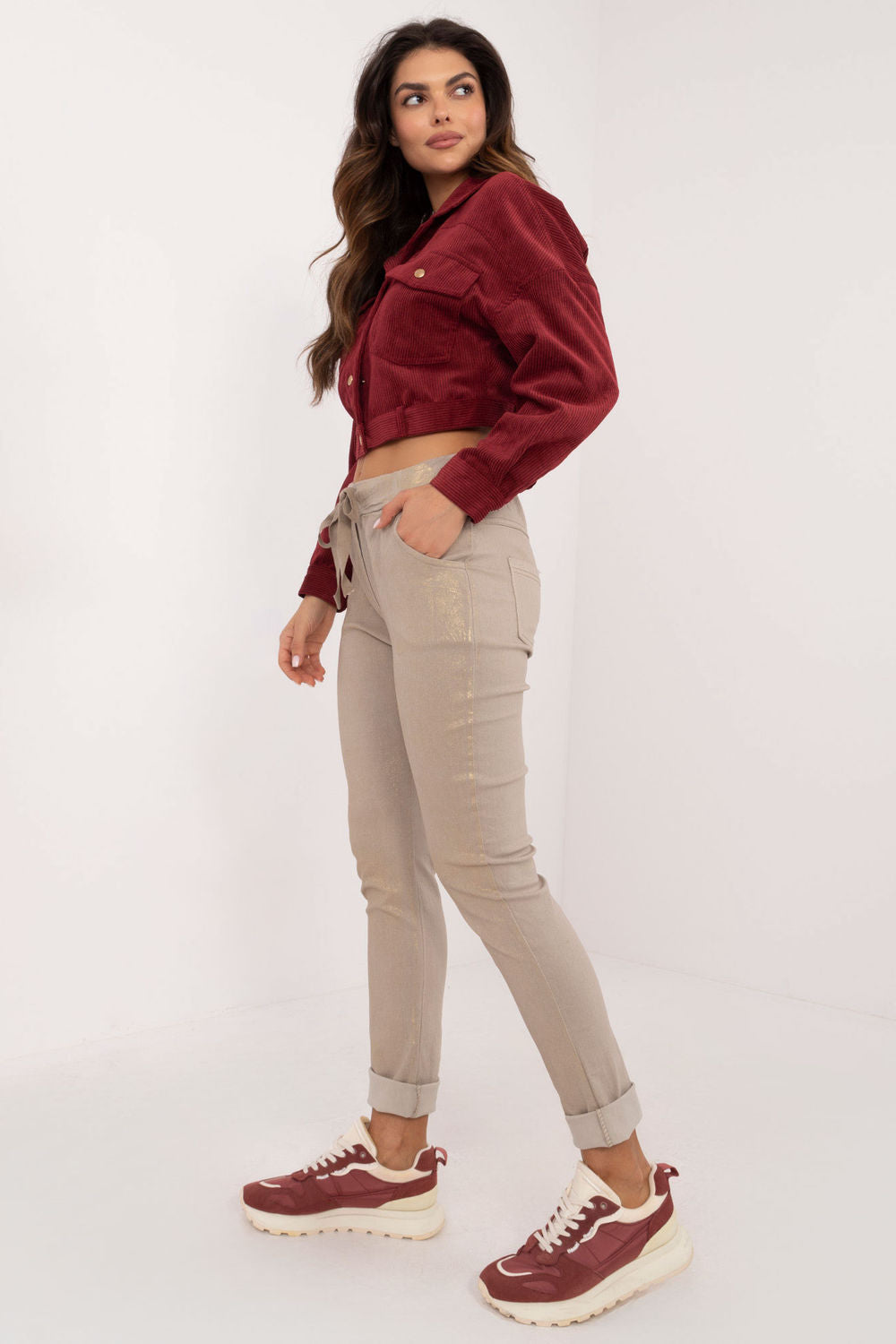 Chaussures à talons femme Italy Moda Pantalon Pantalon — beige