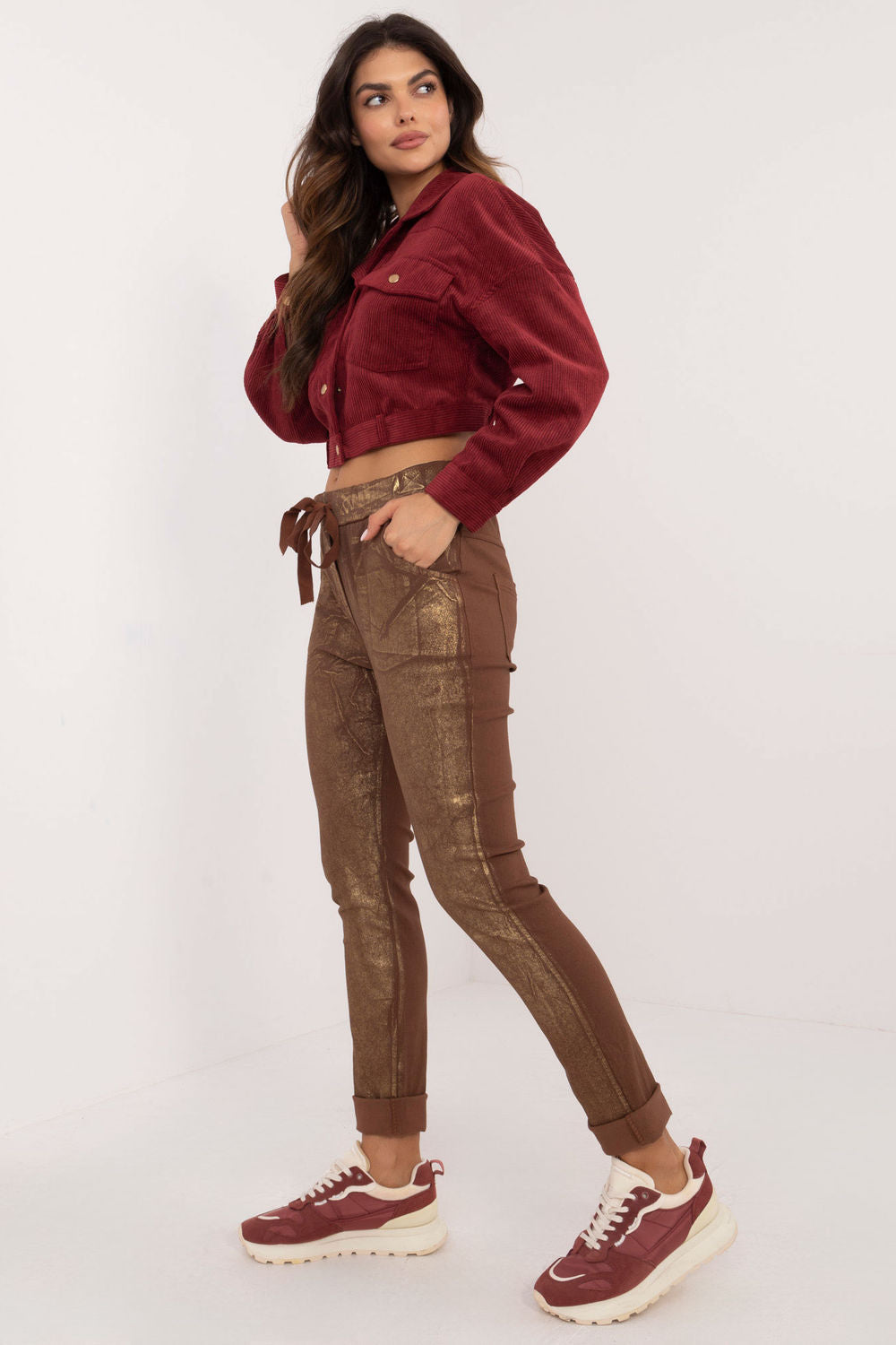 Chaussures à talons femme Italy Moda Pantalon Pantalon — brun