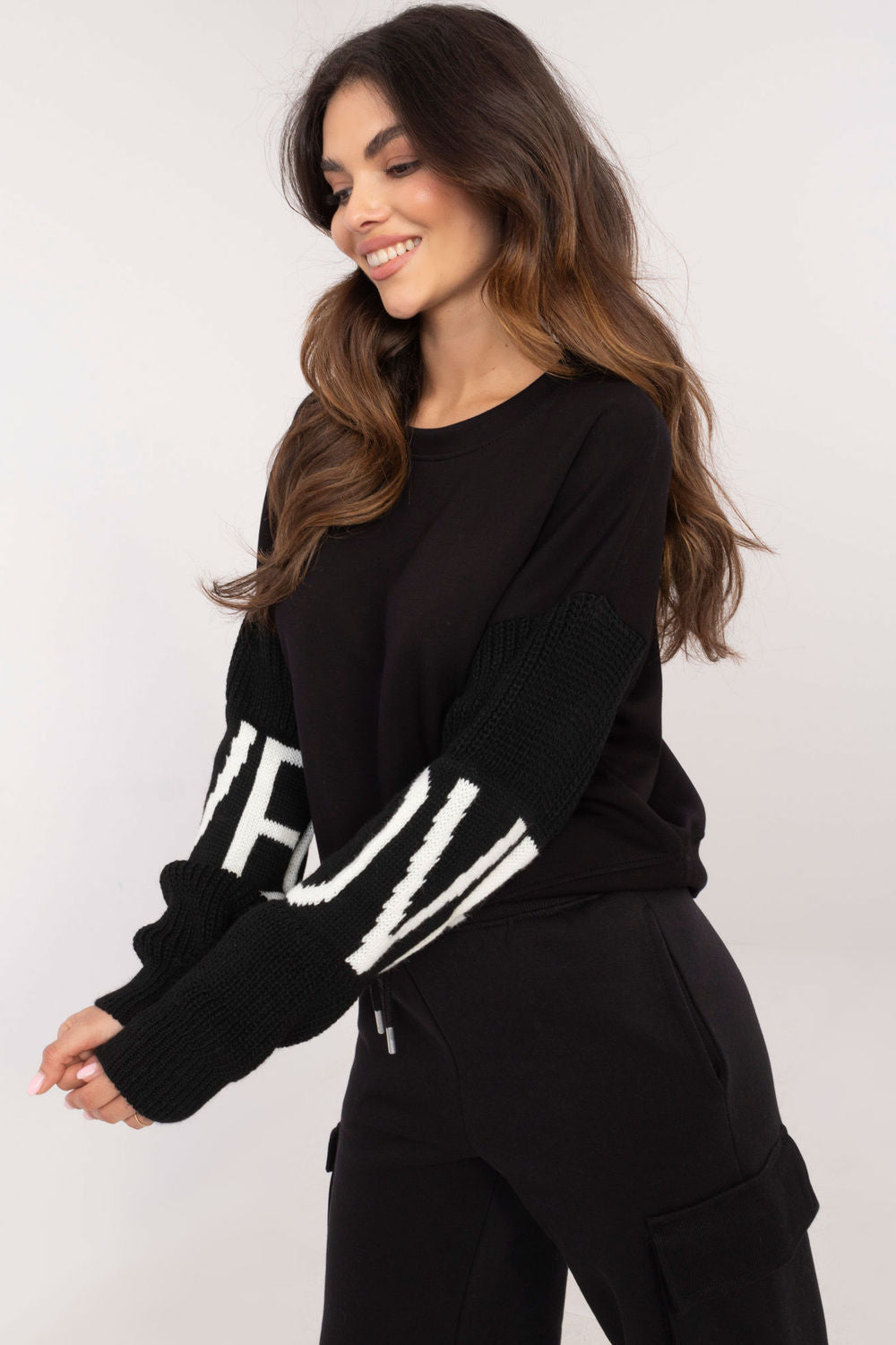 T-shirt femme Italy Moda Sweatshirt Sweatshirt — noir