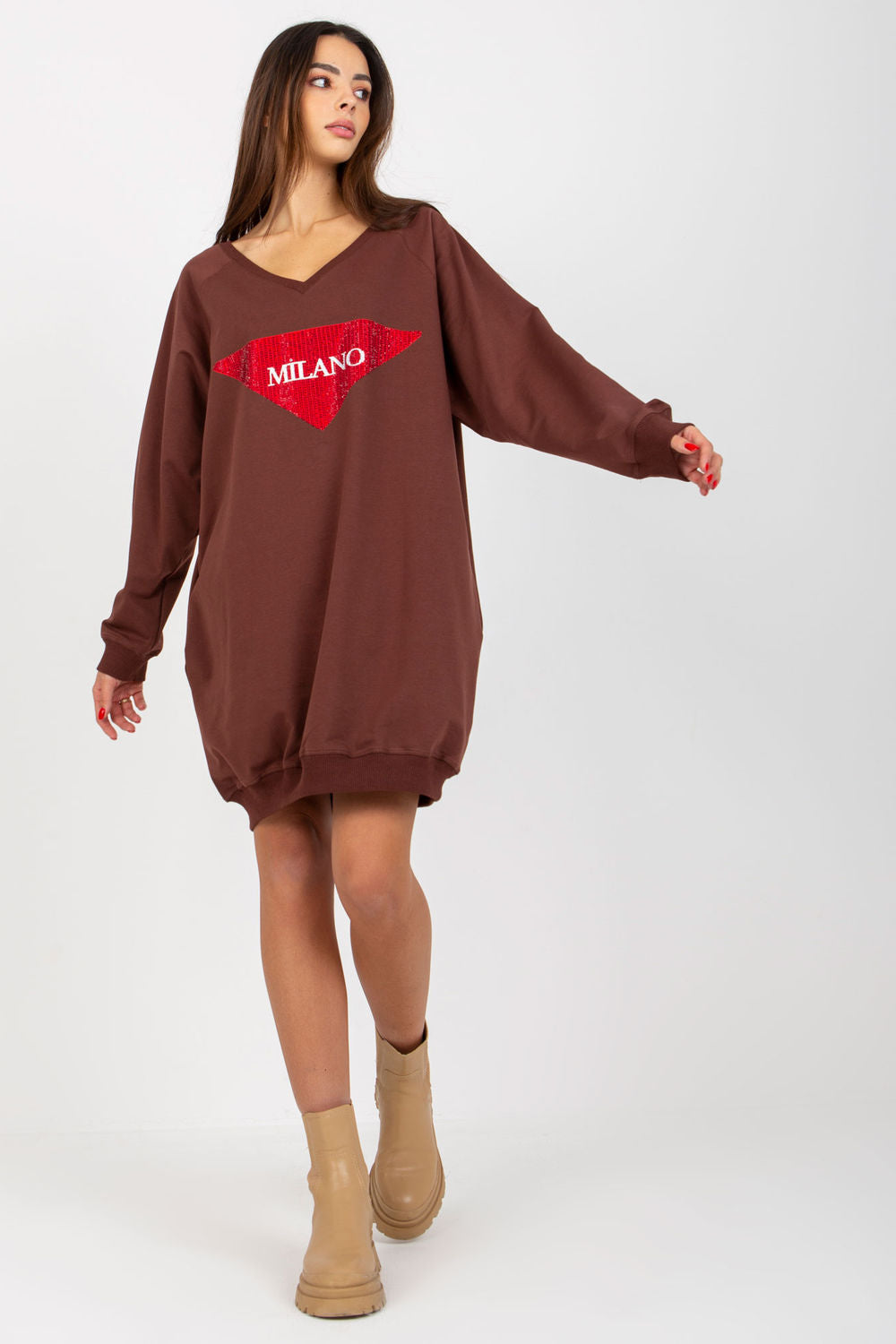 T-shirt femme Factory Price Sweatshirt Sweatshirt — brun