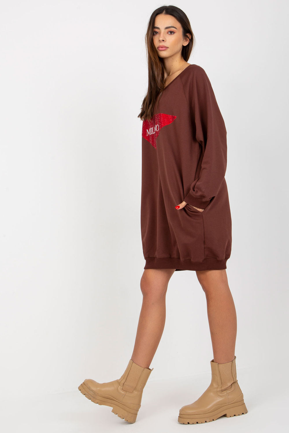 T-shirt femme Factory Price Sweatshirt Sweatshirt — brun