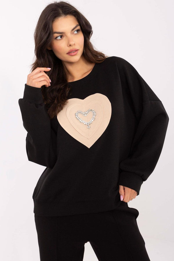 T-shirt femme Italy Moda Sweatshirt Sweatshirt — noir