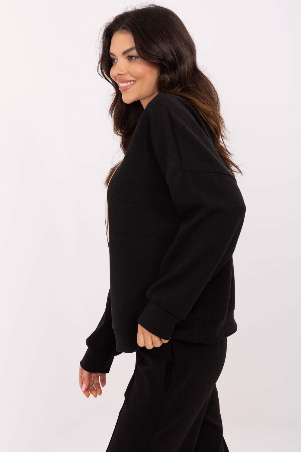 T-shirt femme Italy Moda Sweatshirt Sweatshirt — noir