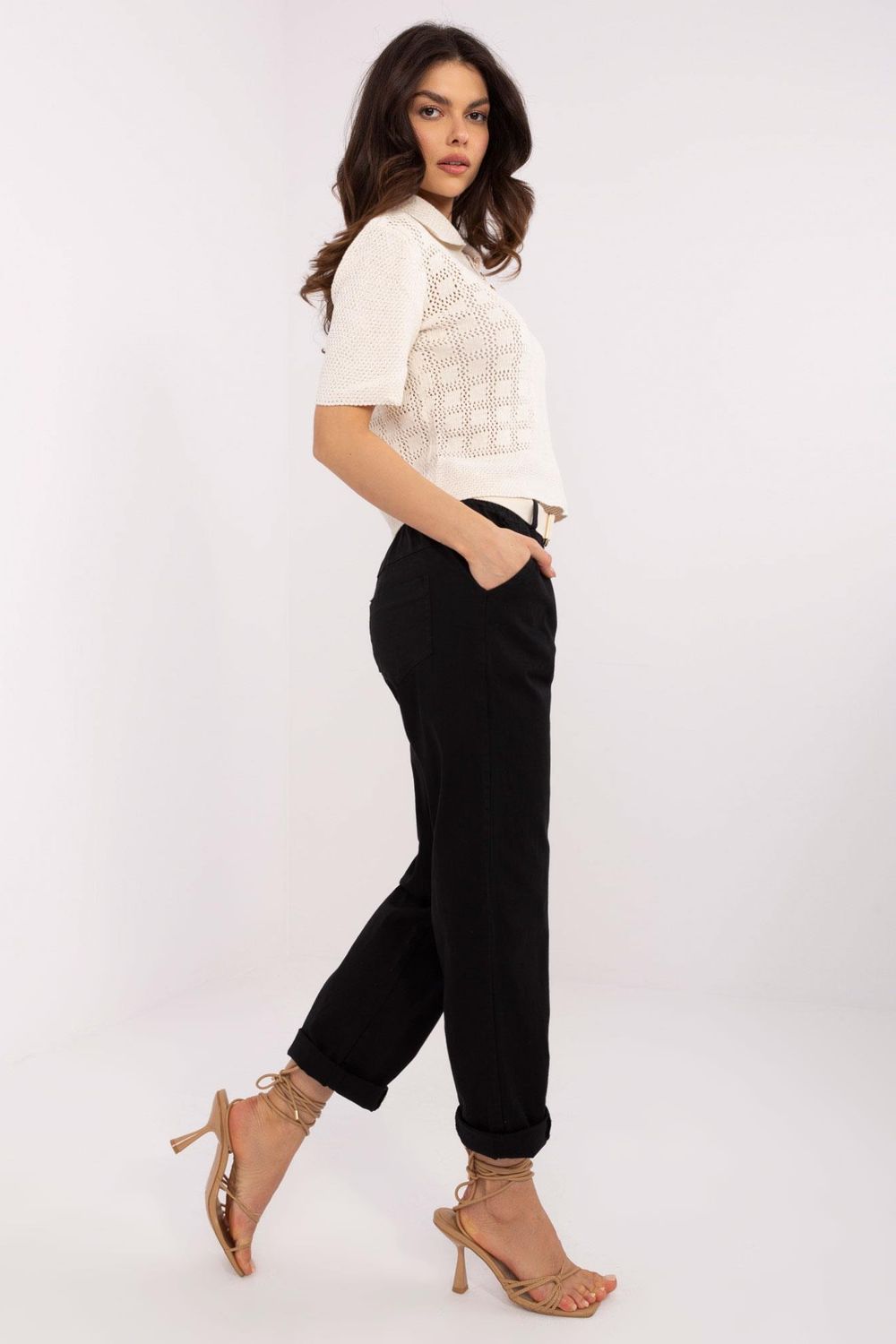Chaussures à talons femme Italy Moda Pantalon Pantalon — noir