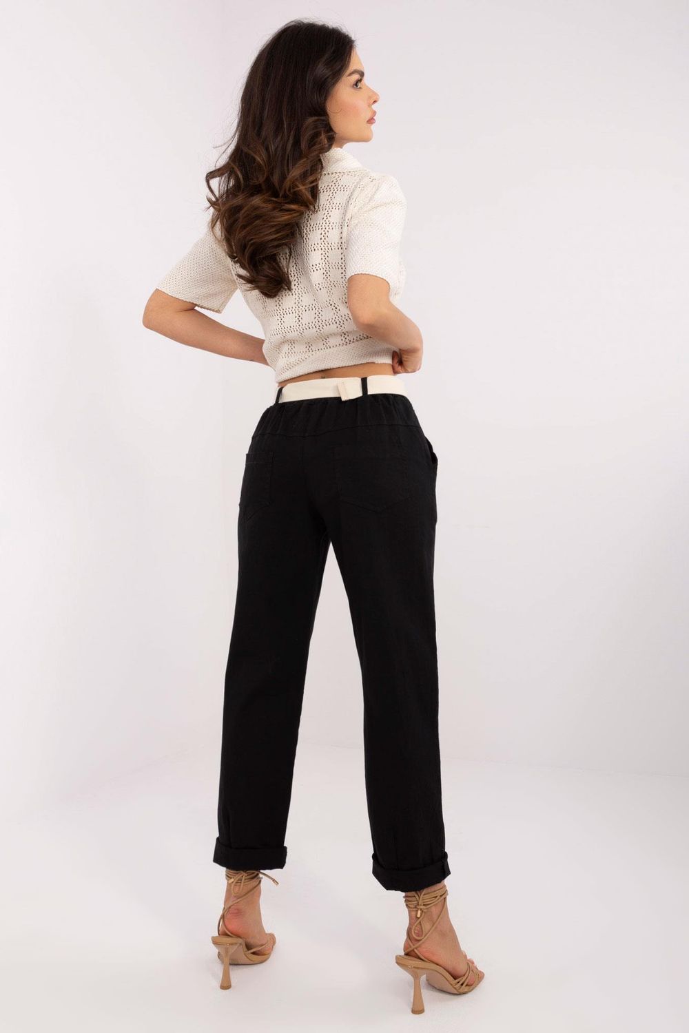 Chaussures à talons femme Italy Moda Pantalon Pantalon — noir