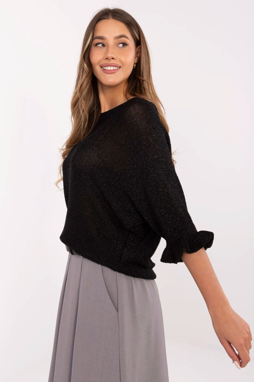 Pull femme Italy Moda Chandail Chandail — noir