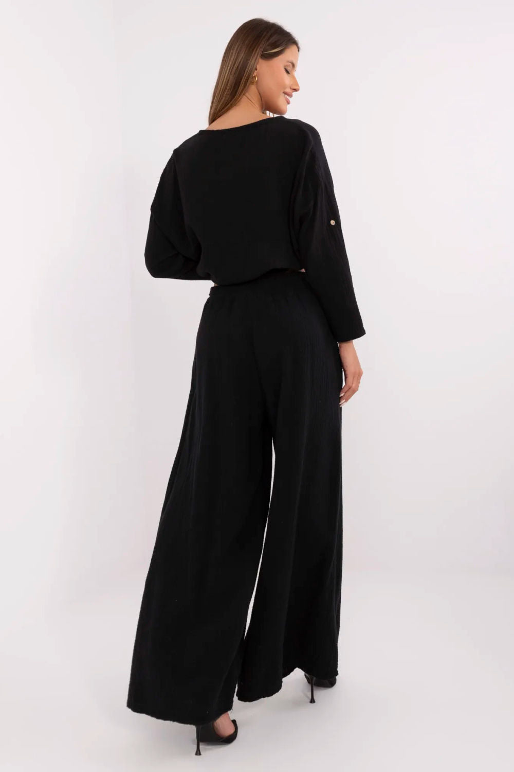 Chaussures à talons femme Italy Moda Pantalon Pantalon — noir