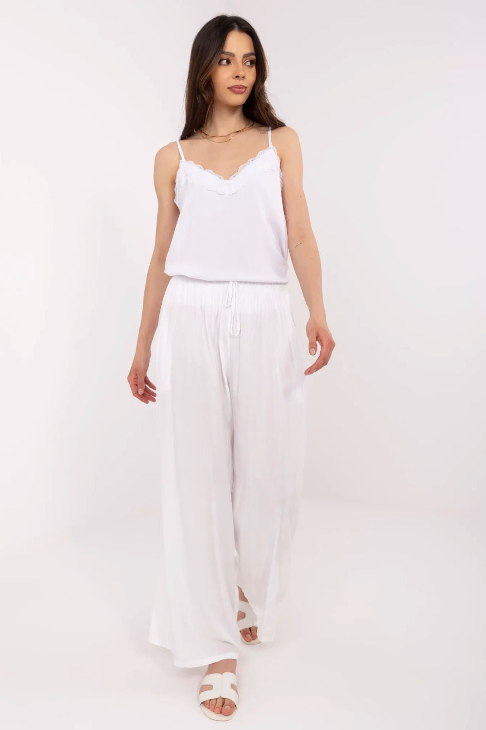 Chaussures à talons femme Italy Moda Pantalon Pantalon — blanc
