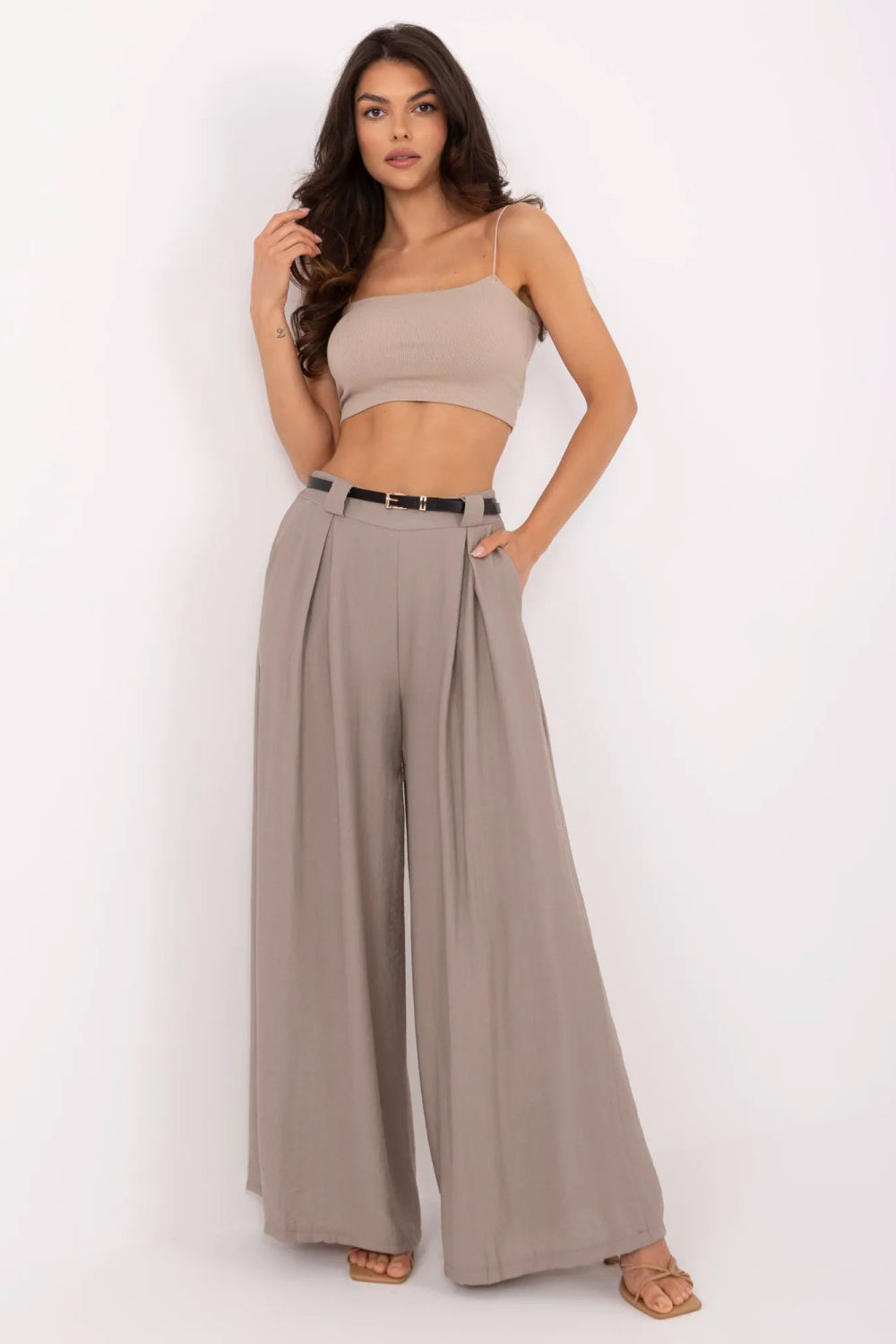 Chaussures à talons femme Italy Moda Pantalon Pantalon — beige