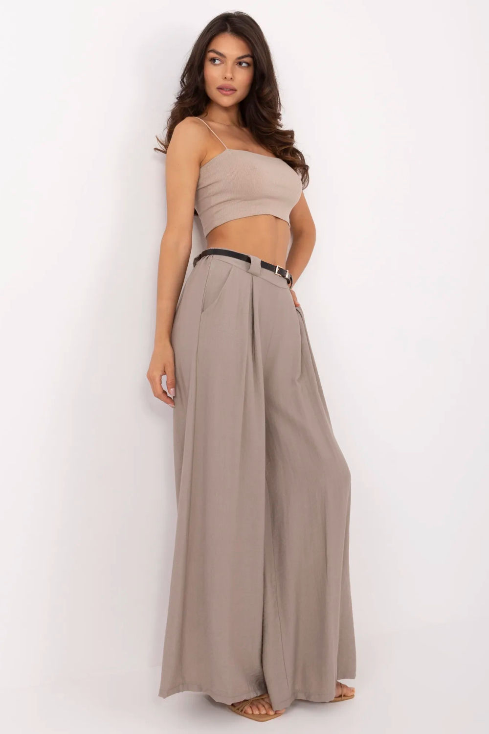 Chaussures à talons femme Italy Moda Pantalon Pantalon — beige