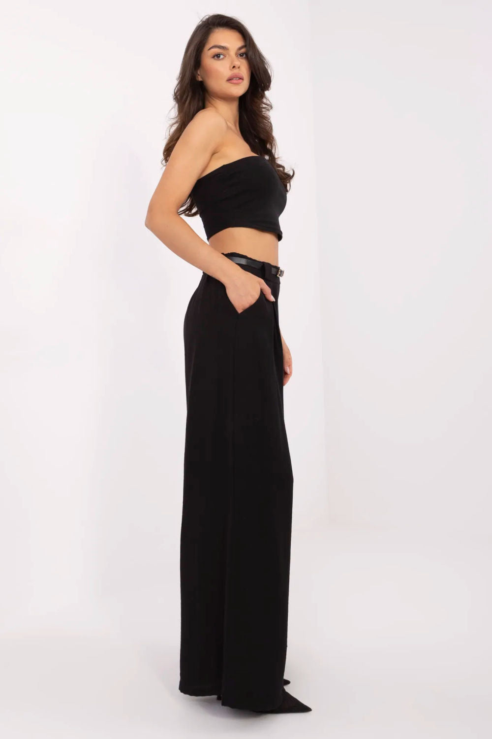 Chaussures à talons femme Italy Moda Pantalon Pantalon — noir