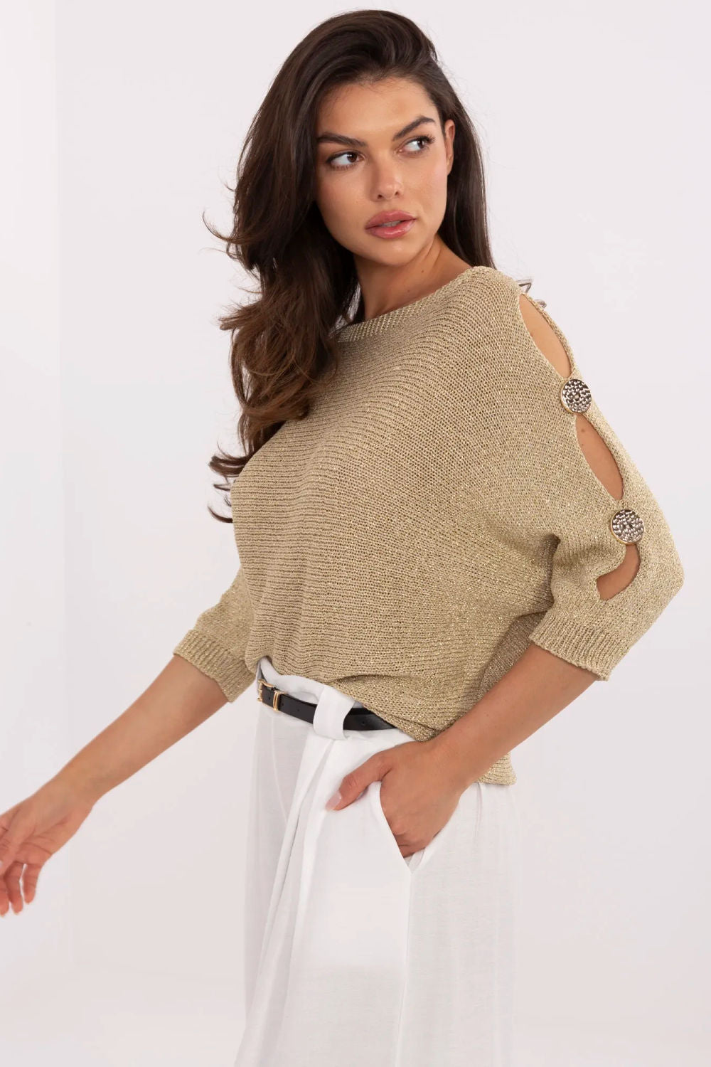 Pull femme Italy Moda Chandail Chandail — jaune