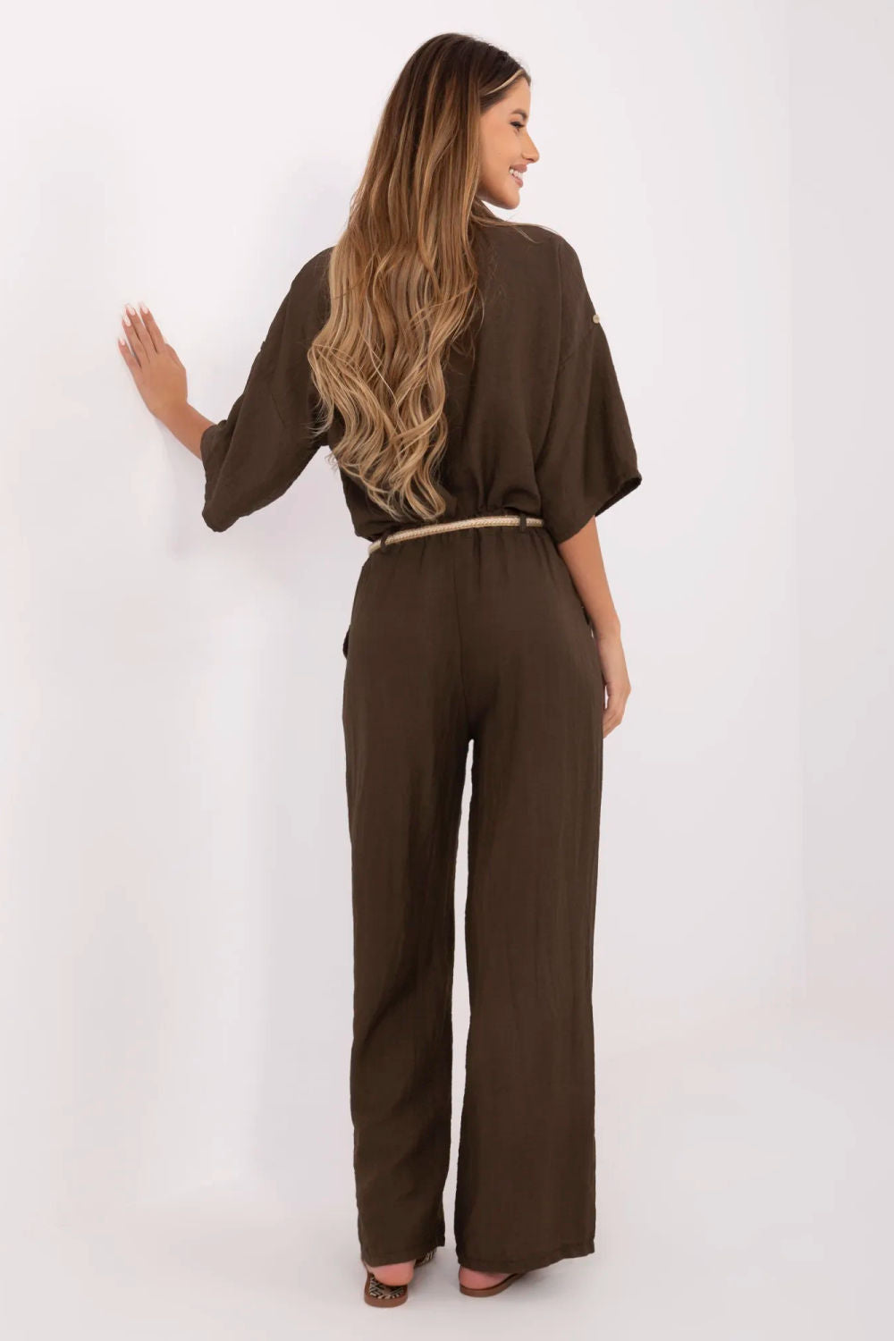 Chaussures à talons femme Italy Moda Pantalon Pantalon — brun