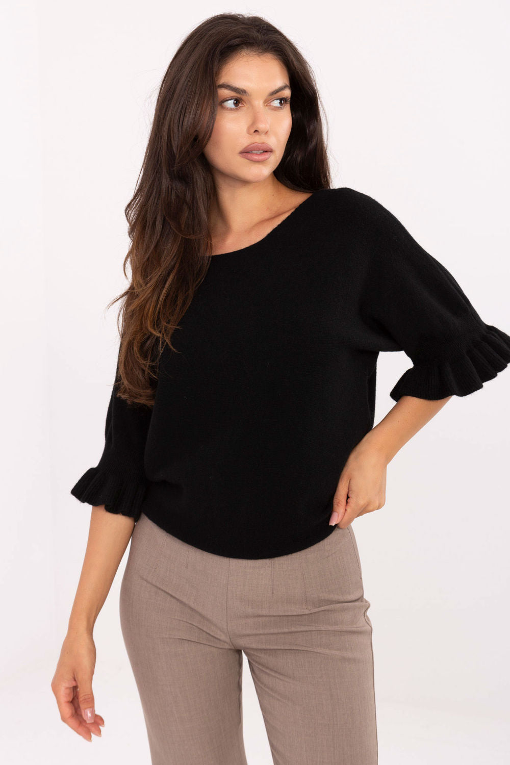 Pull femme Italy Moda Chandail Chandail — noir