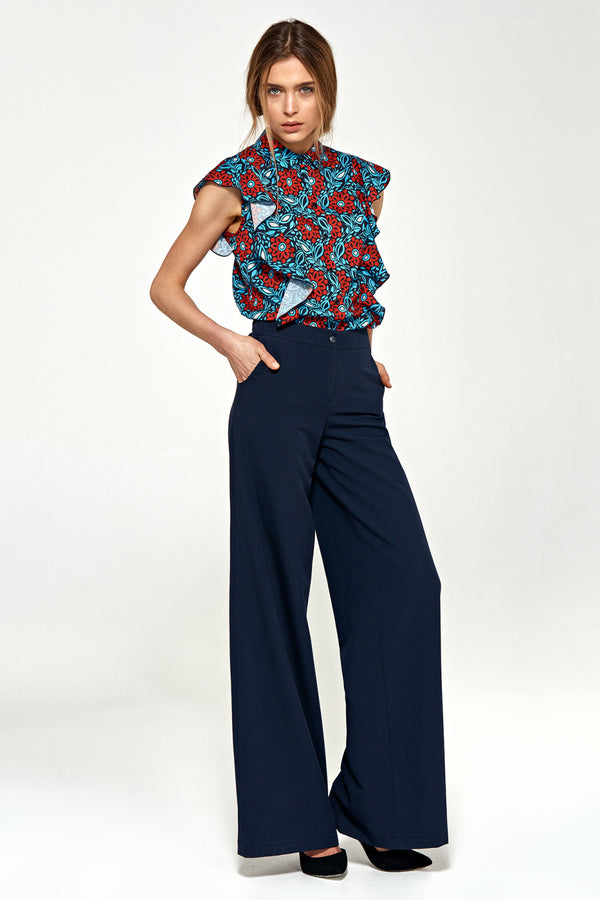 Chaussures à talons femme Nife Pantalon Long Pantalon — bleu marine