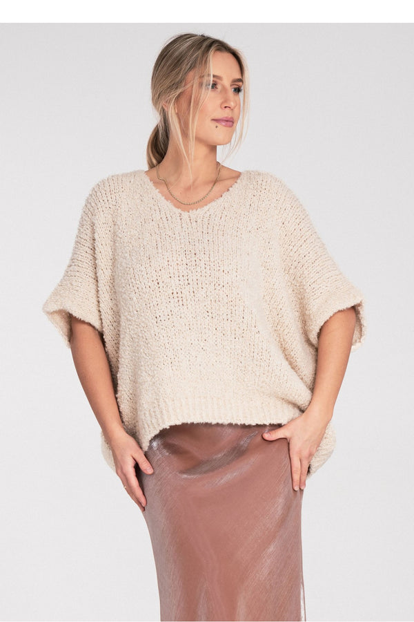Pull femme Figl À Manches Courtes — beige