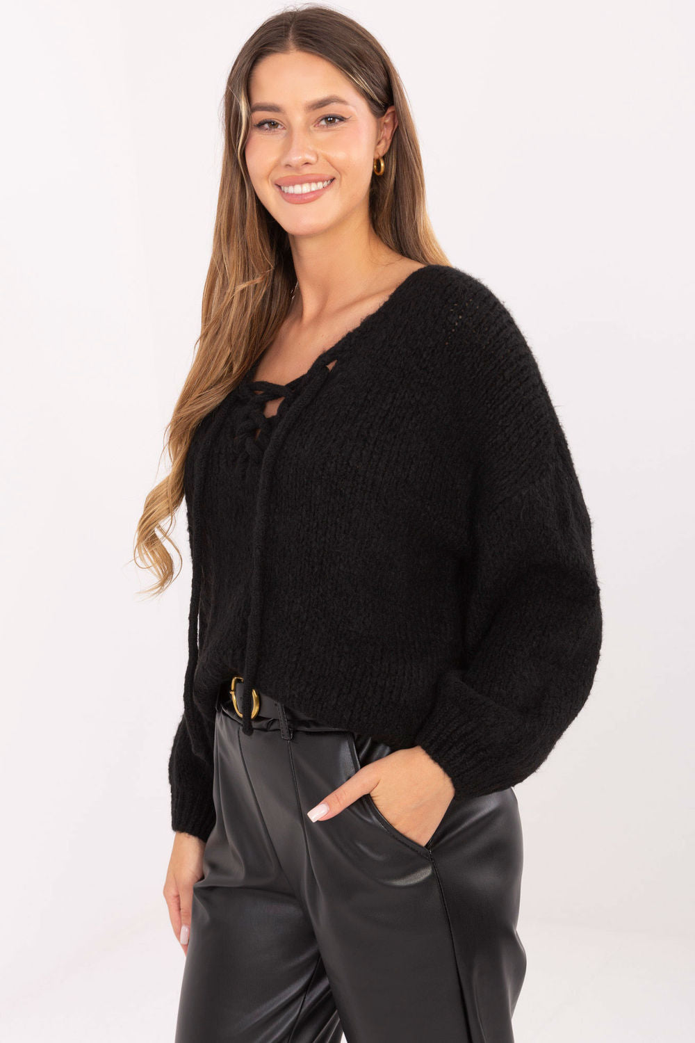 Pull femme Italy Moda Chandail Chandail — noir