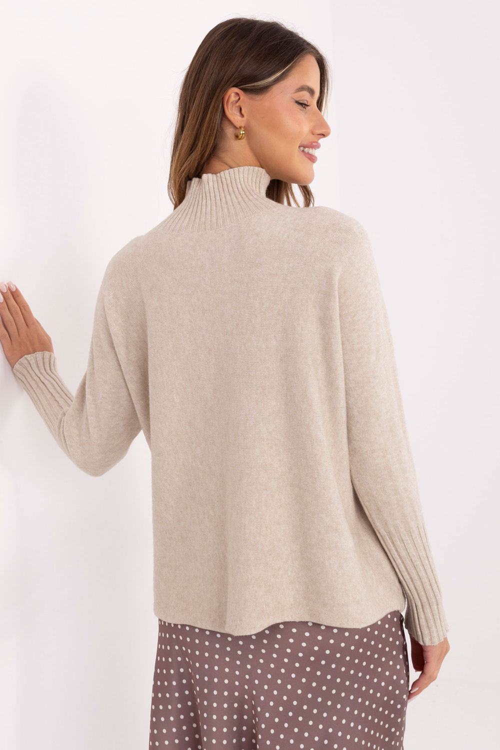 Pull femme Rue Paris Col Roulé Col — beige