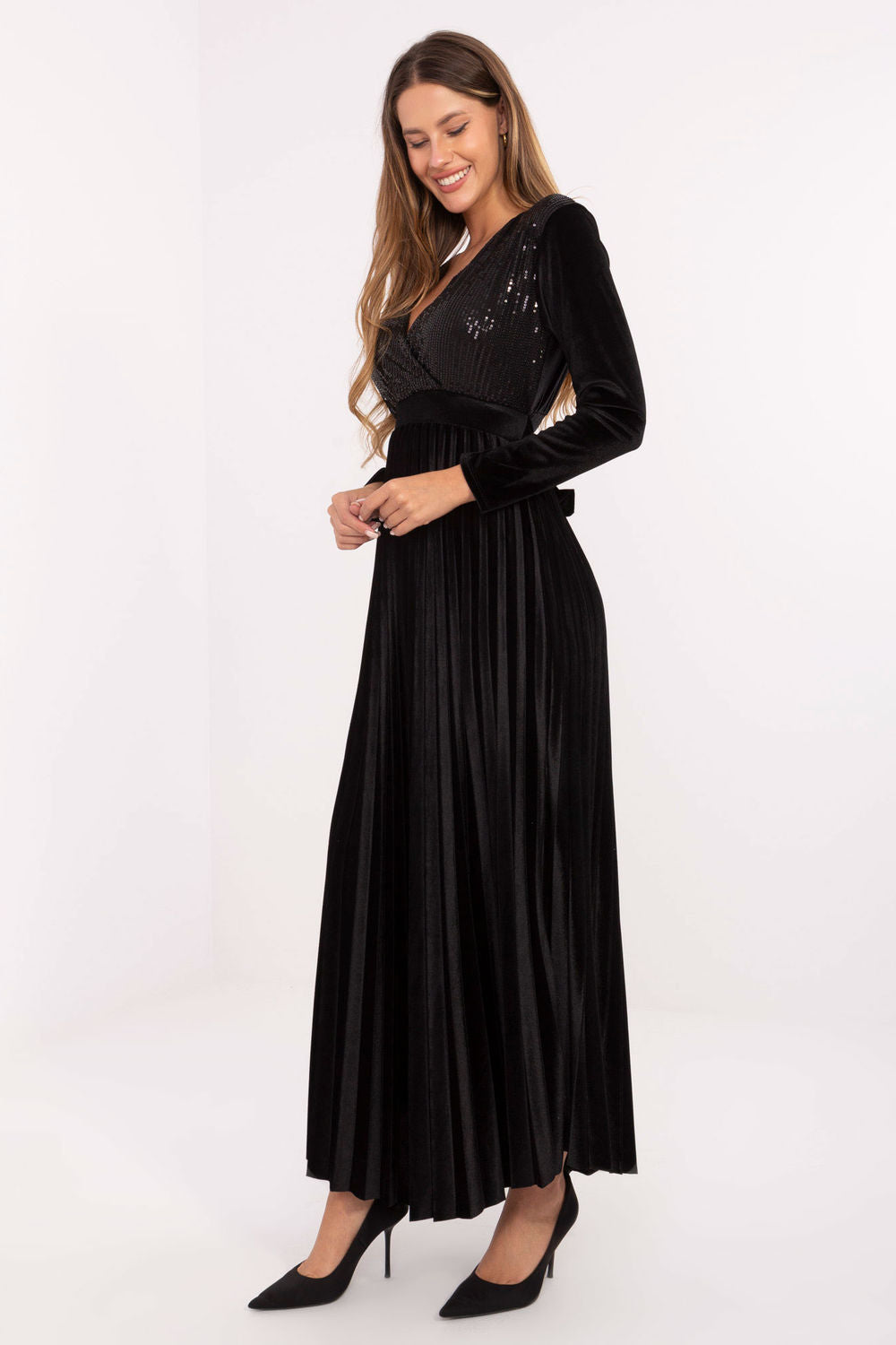 Robe femme Italy Moda Longue Longue — noir