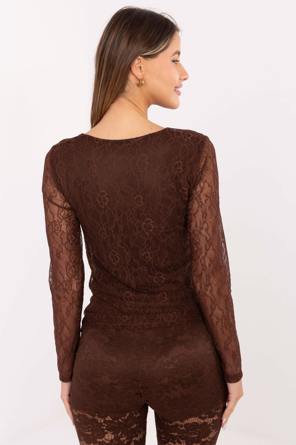 Blouse femme Italy Moda En Dentelle En — brun