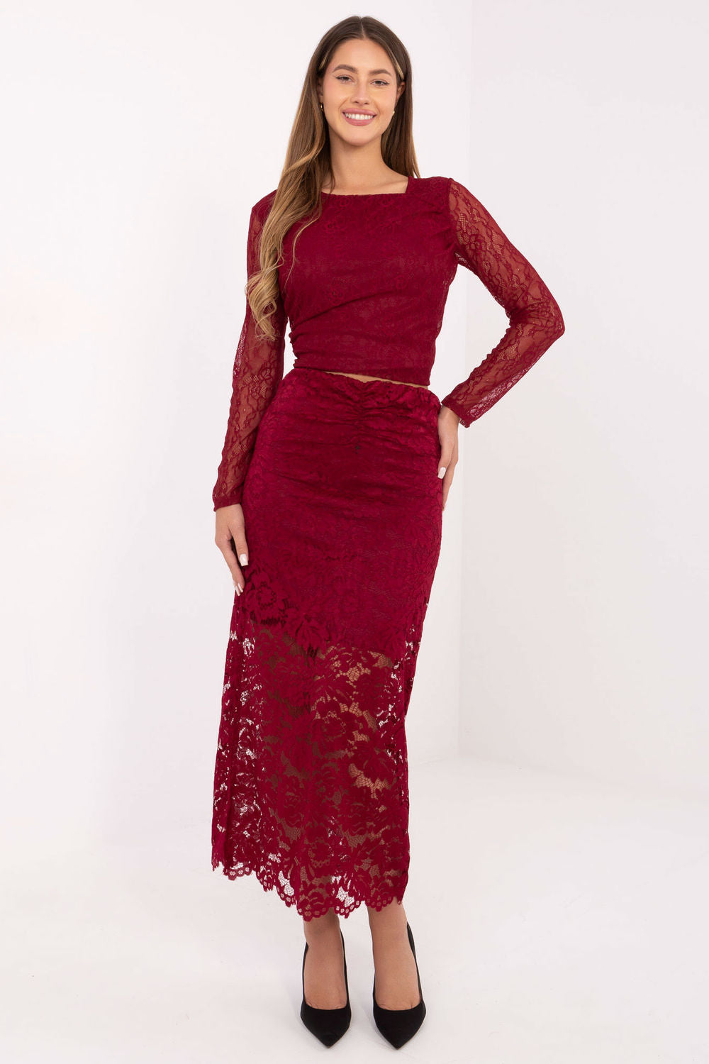 Jupe femme Italy Moda En Dentelle En — rouge