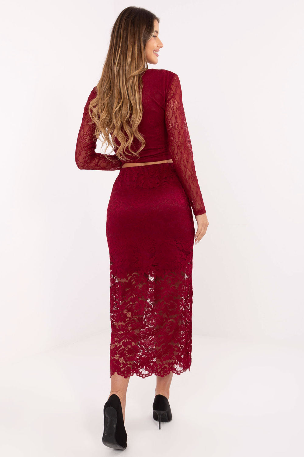 Jupe femme Italy Moda En Dentelle En — rouge